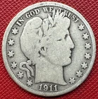 1911-D SILVER Barber Half Dollar. Low Mintage. KM# 116