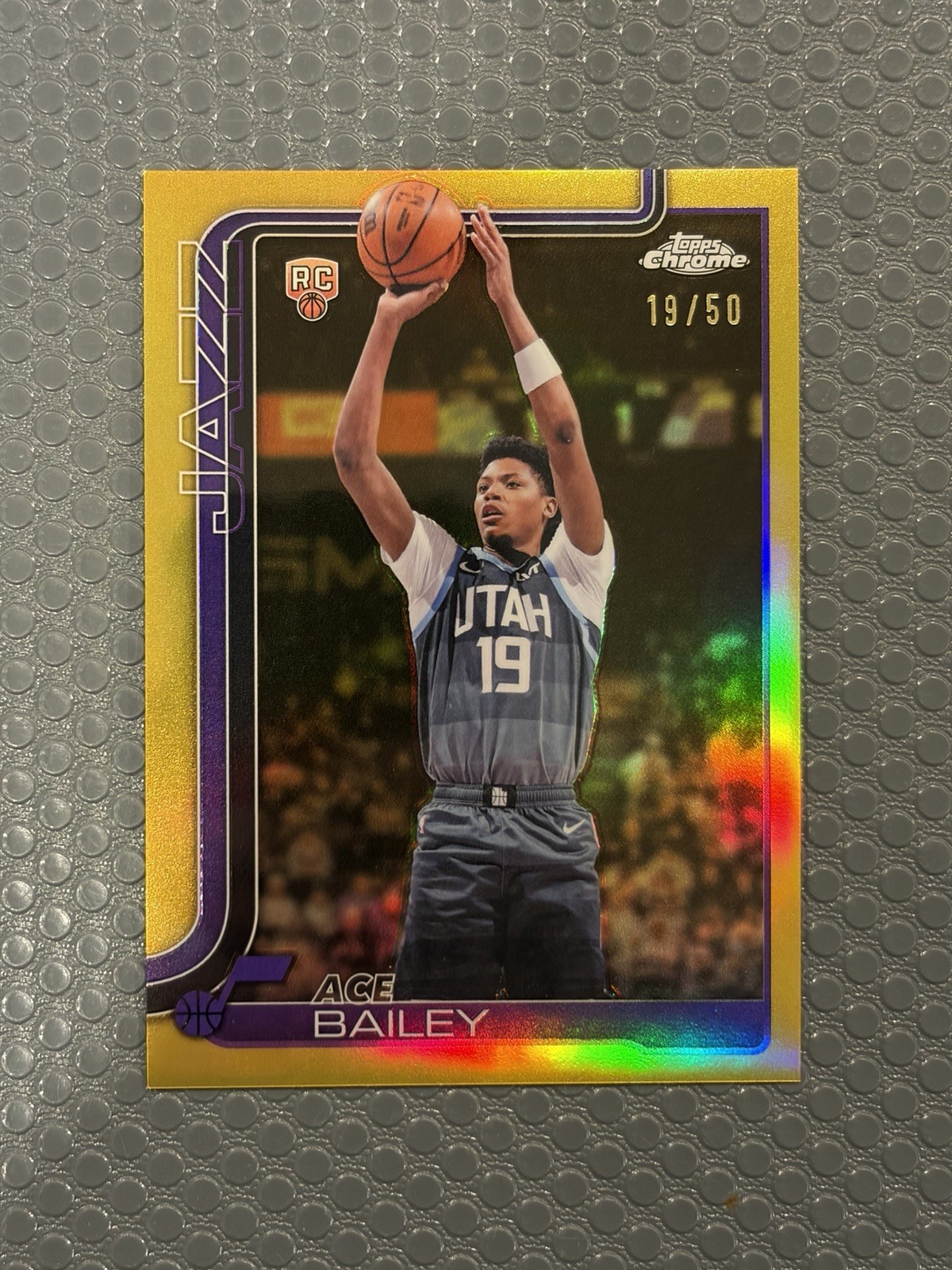Ace Bailey 2025 Topps Chrome Update True Gold 19/50 JSY # Refractor Rookie #155