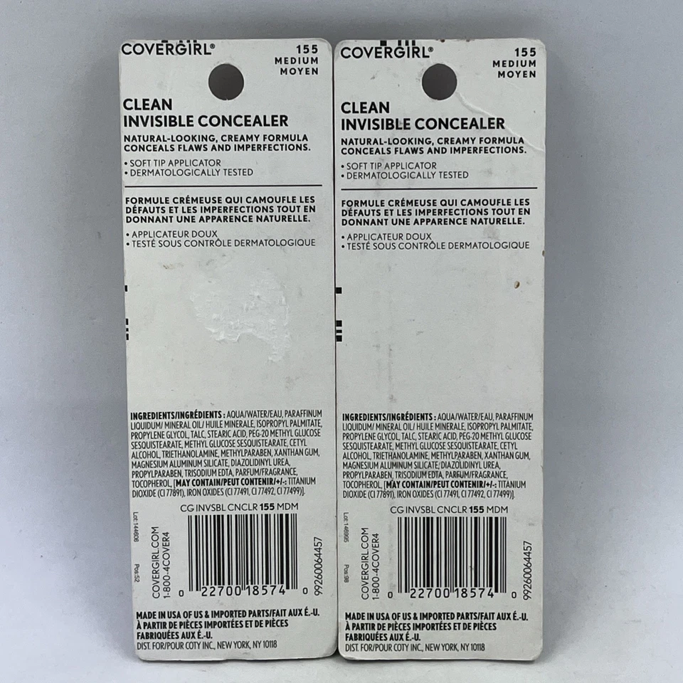 Covergirl Clean Invisible Concealer Color 155 Medium New Carded Retired HTF 2 PK - Image 4 of 4