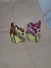 Vintage Deer Fawn Bambi Falina Anthropomorphic Ceramic Salt & Pepper Japan