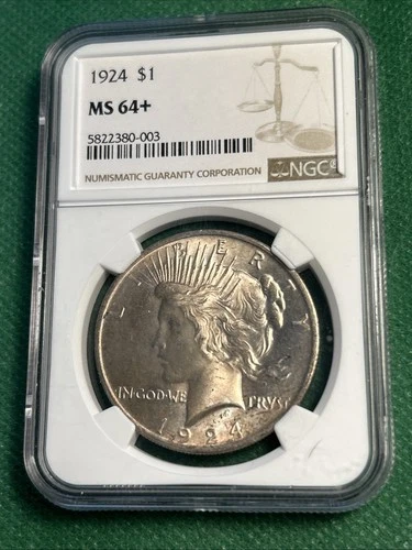 1924 Peace Dollar $1 NGC MS64+ FREE Shipping