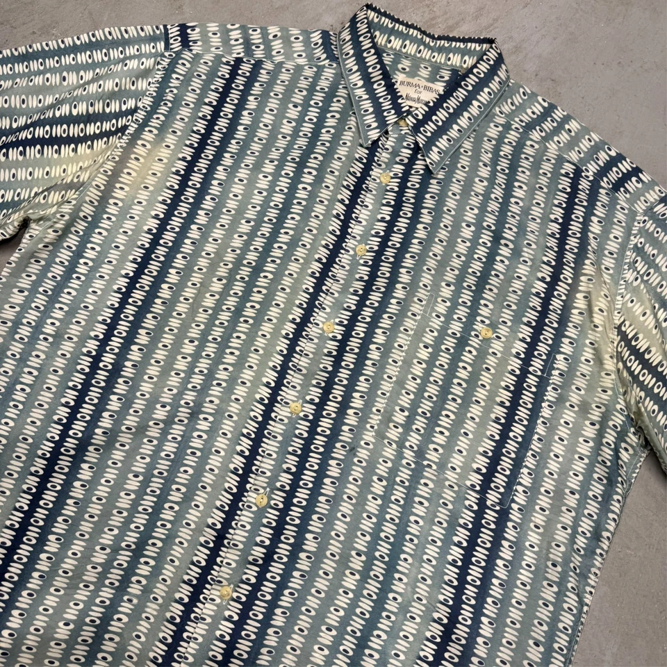 Birmania Bibas para Neiman Marcus Camisa 100% Seda Manga Corta Abotonada XL Foto 3 de 4