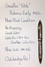 Sheaffer Bakance 3-25 "Petite" Grey With Red Veins In Outstanding Condition