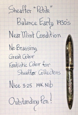 Sheaffer Bakance 3-25 ''Petite'' Grey With Red Veins In Outstanding Condition