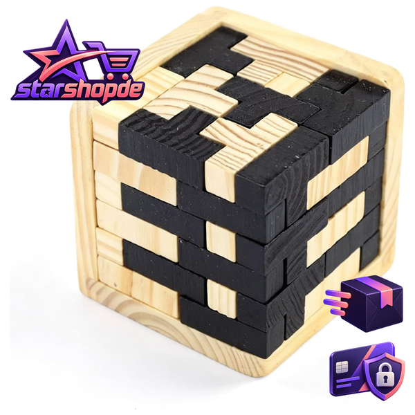 3D Puzzle Holz Denkspiel Logikspiel Knobelspiel Geduldspiel Erzieherisches-image