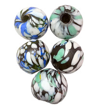 Beads, Glass, 5 Pieces Asst, 18 mm, Blue and Aqua Shades, Large 5 mm Holes