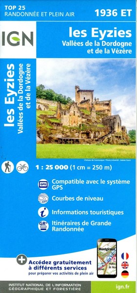 1936ET Les Eyzies ValléE De La Dordogne 1:25000 (Land-)Karte FranzöSisch 2024-image