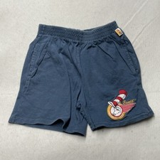 Vintage 90s Patch Dr Seuss Blue Cotton Shorts Sz S Kid Child Elastic Waist Retro