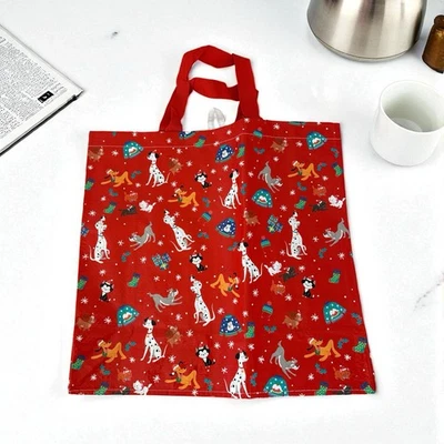 Tesco Disney 100 Dogs Cats Christmas Tote Bag Lady Tramp Dalmatian Red New 2023 - Image 1 of 2