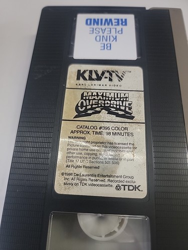 VHS Maximum Overdrive 1986 Horror Sci Fi Stephen King OG Lorimar Release - Picture 7 of 7