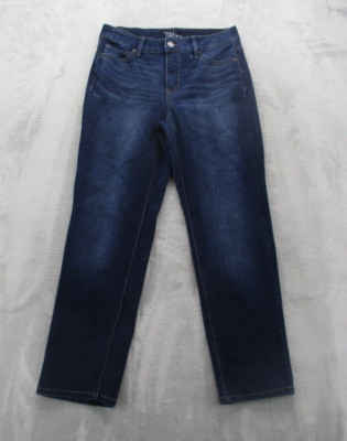 Time & Tru Jeans Women's 8 Blue Dark Wash Denim Stretch Straight Leg Mid-Rise