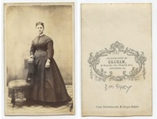 CIVIL WAR ERA LADY, CDV PORTRAIT BY GRAHAM, PITTSBURG, PA, GRAPIC BACK