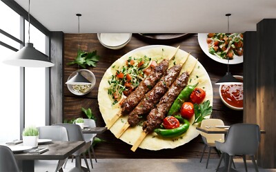 3D Chili Fleisch BBQ C6142 Geschäft Tapete Wandbild Fototapete Handel Ann