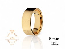10K Yellow Gold 8mm FLAT Wedding Band Ring-Comfort Fit Solid Gold Matte Brushed