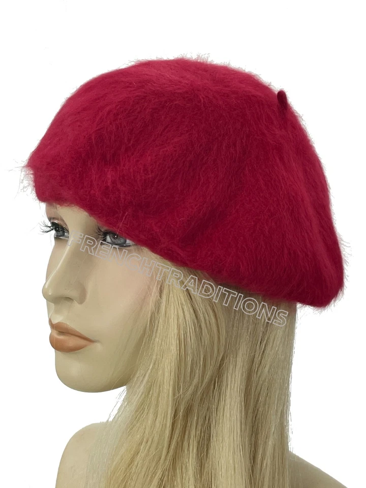 Laulhere French Beret Hat Angora Red Made in France 6 3/4 - Image 2 of 4