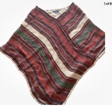 72 Vintage Ralph Lauren Serape Southwestern Silk Blend Poncho VERY RARE M/L