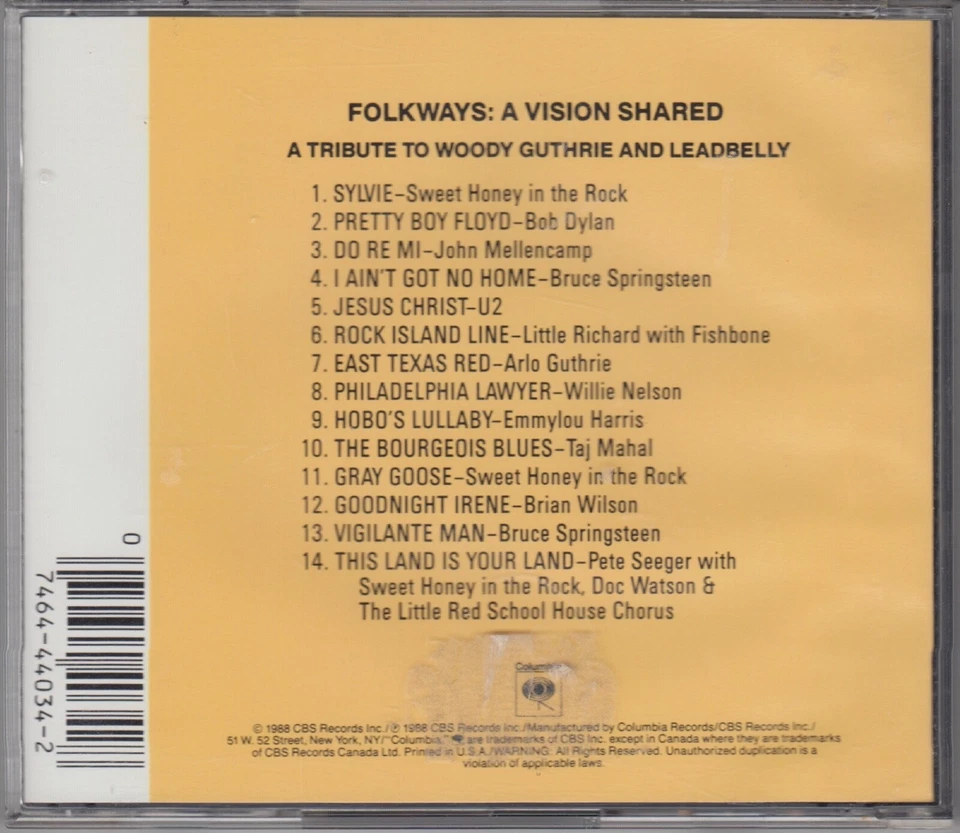 Folkways: A Vision Shared CD A Tribute To Woody Guthrie (...) 1988 U2 Bob Dylan - Bild 2 von 3