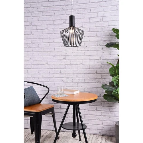 Living District Ronnie 1-Light Modern Metal Pendant in Black Finish - Picture 2 of 7