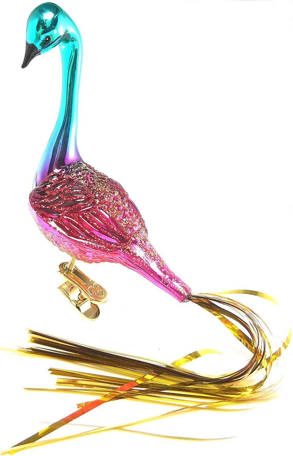 Ruby Peacock Bird Glass Ornament by Old World Christmas New in Box