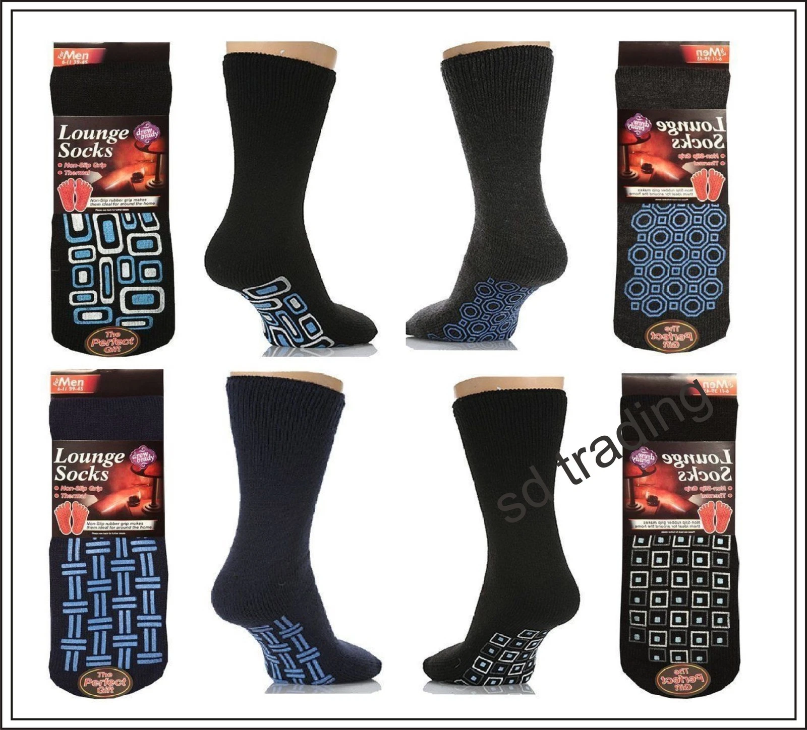 12 Pairs Men Non Slip Thermal Thick Grip Lounge Socks Fleece non Slipper