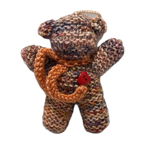 Crochet Knit Teddy Bear Plush Toy Hand Made Multicolor 4" X 3"