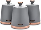 Tower T826131GRY Cavaletto Set of 3 Kitchen Storage Canisters Grey/Rose Gold