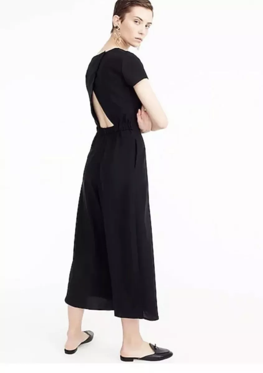 J.Crew Drapey Wrap back Jumpsuit size 0 Black NWT H6966 eBay