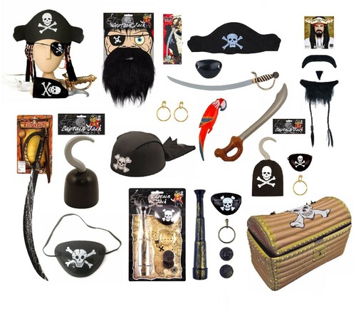 Pirate Fancy Dress Costume ACCESSORY Party Toy Dress Up Birthday Caribbean Lot - Picture 2 of 30