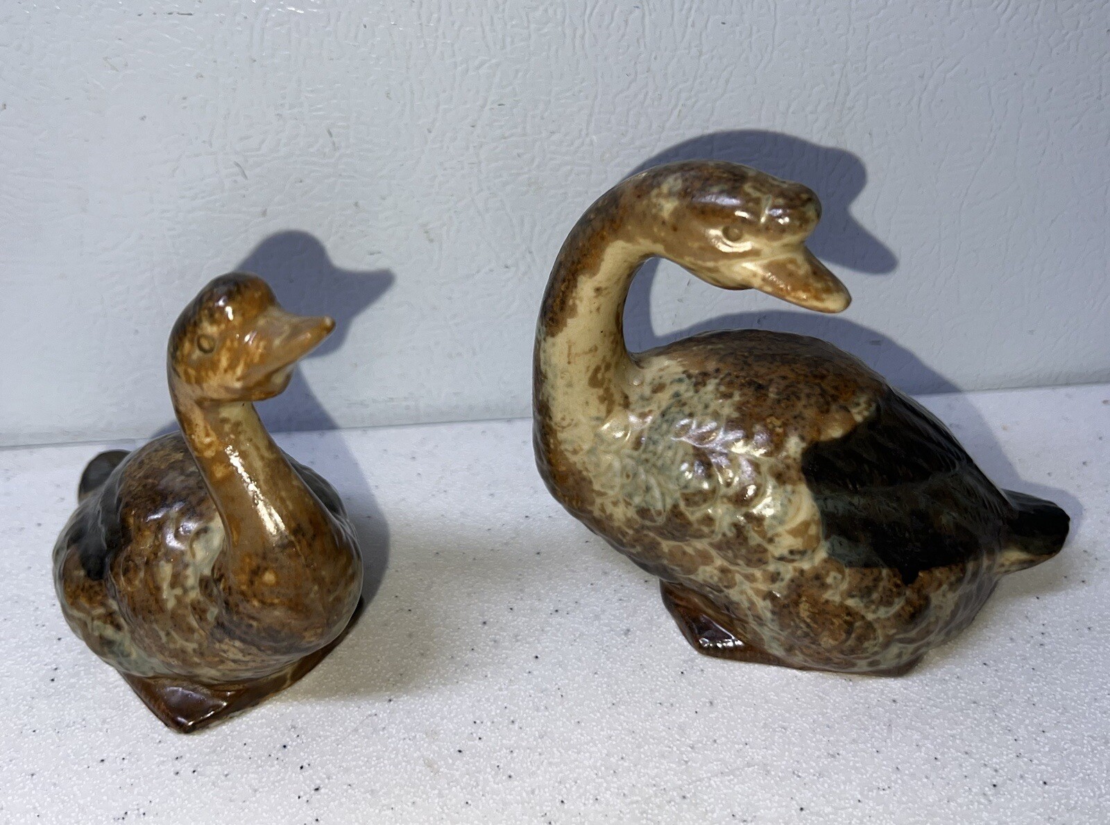 Set Of 2 Vintage Ceramic Birds Geese Figurines 4” ML39C