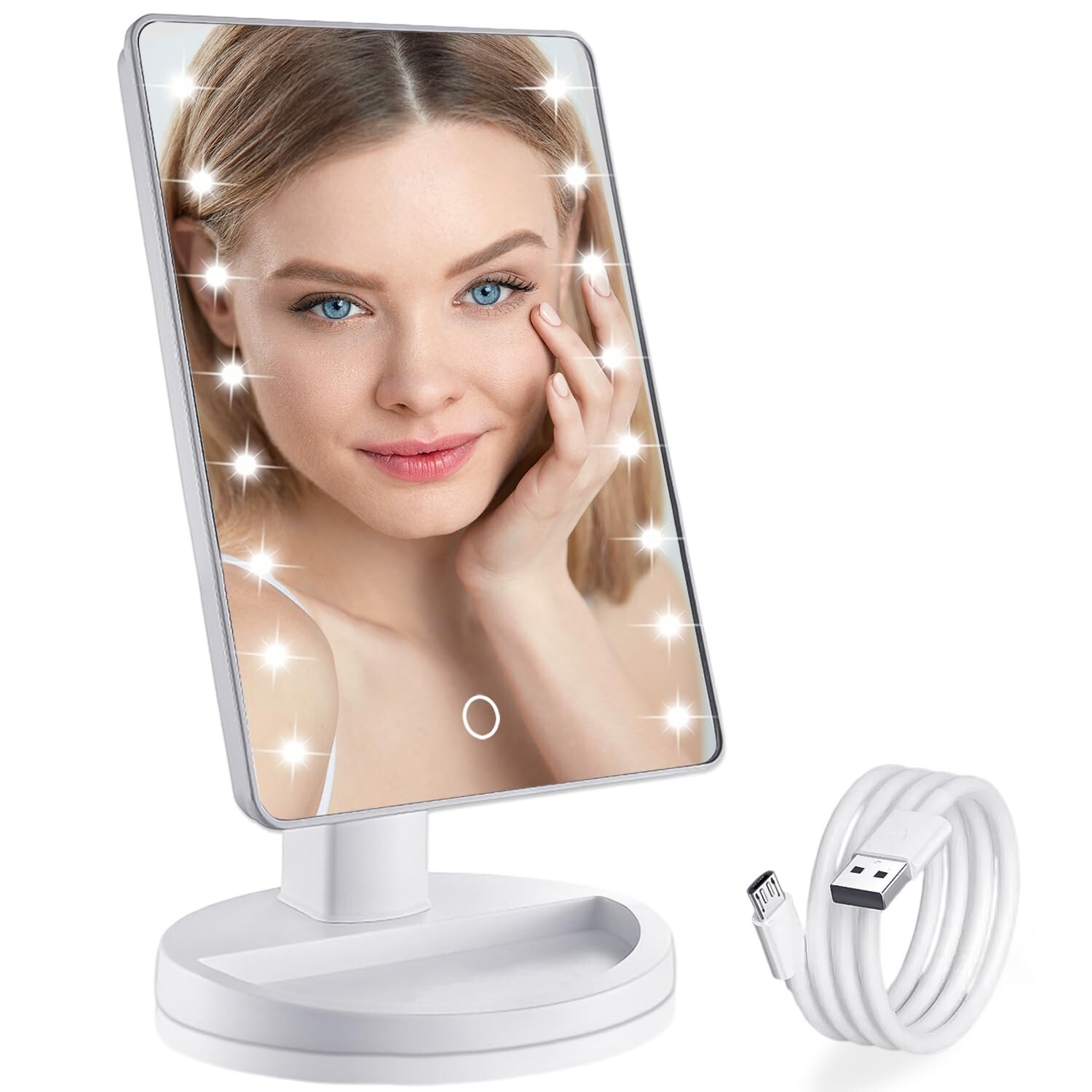16-LED Dimmable Lighted Makeup Mirror with Touch Control for Vanity-image