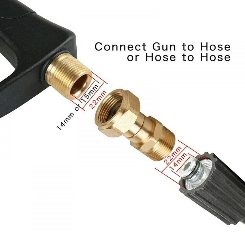 M22 14mm Brass High Pressure Washer Swivel Joint Connector Hose Adapter Fitting