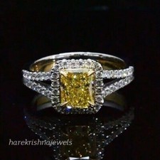 Radiant Cut 2.41CT Genuine Citrine Engagement Wedding Ring 14K 2-Tone Gold Over