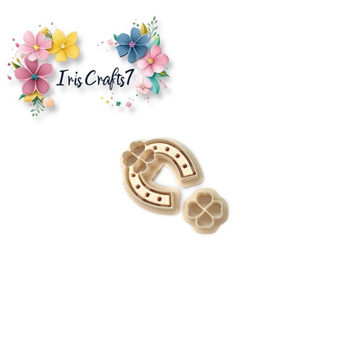 Horseshoe with Clover Polymer Clay Cutters - Earring Making - Ceramic Tools - Picture 5 of 7