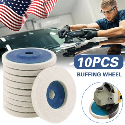 SUMMER_HOME 10Pack 4 in Wool Polishing Discs Finishing Wheel Buffing Pads for Angle Grinder