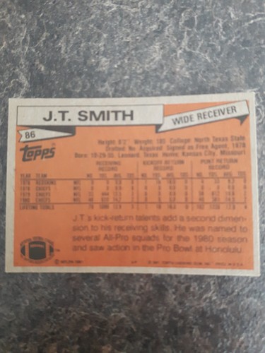 1981 Topps JT Smith Card# 86 - Picture 2 of 2