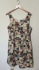 ModCloth Flower Plaid Skater Dress Sleeveless Size 1X Orange, Green  Cream NWT