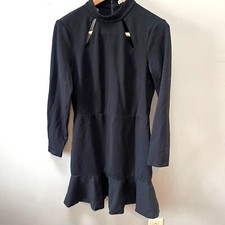 Women’s Alice And Olivia Black Marisela Cutout Long Sleeve Cocktail Dress Size 1