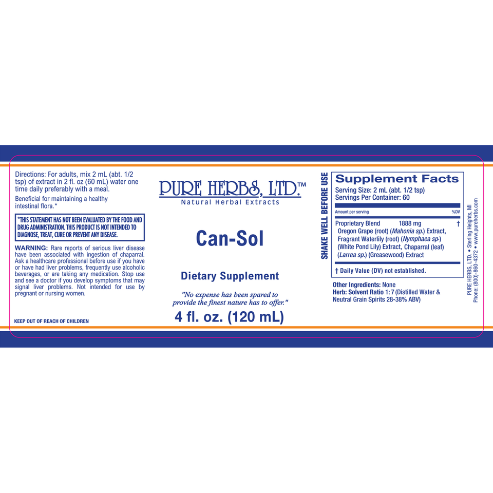 Pure Herbs, Ltd. Can-Sol (Reformulated) (4 oz.) | eBay