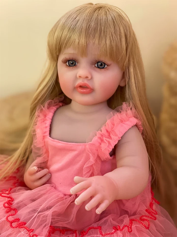Bambola Bionda Reborn 55CM Silicone Morbido - Realistica Full Body in Silicone - Immagine 2 di 4