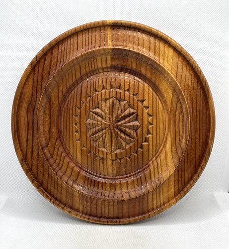 Decorative Carved Wood 9” Wall Plate Hanging Wood Art