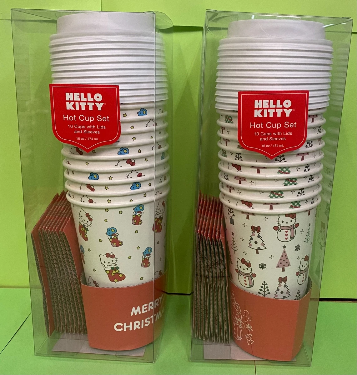 Paper Coffee Cups with Lids and Sleeves in 4 Christmas Designs (16