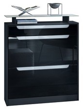 Schuhschrank Schuhkipper Schuhregal Regal Flur Schrank Fiesta Schwarz, Hochglanz