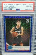 2019-20 Donruss Optic Tyler Herro Blue Velocity Prizm RC #172 PSA 10  