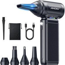 Compressed Air Duster, 130,000RPM, 3-Gear Adjustable, 5Nozzles