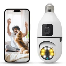 Wireless Security Camera Light Bulb 2K 3MP Outdoor WiFi E27 Motion Alarm