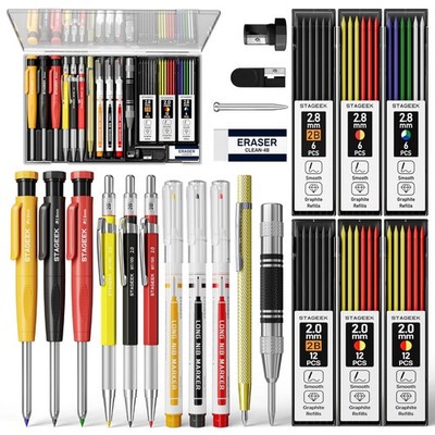 Stageek 22 Pack Carpenter Pencil Set Sharpener Mechanical Carpenter Pencils 60