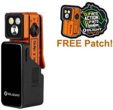 Olight Oclip 2 Ultra Premium Amber Orange Patch, UV/Flood/Red/Spotlight, 580L,