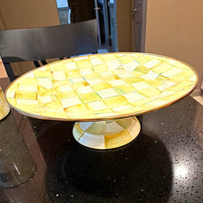 Mackenzie  Childs Cake Stand, Parchment Check Pattern, Glossy Retired!
