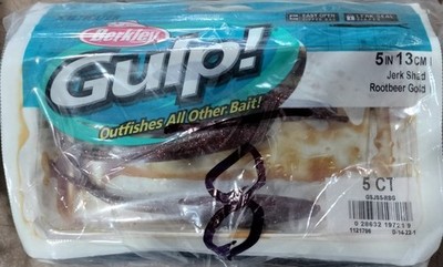 Berkley Gulp. 8 packs of GULP JERK SHAD ROOTBEER GOLD - 5in 13cm. 5ct per pack