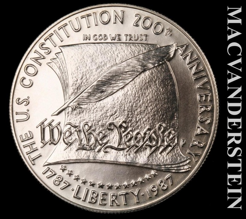1987-P U.S. Constitution Commemorative Silver Dollar - Choice Gem BU  #L6465